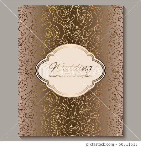 Luxury gold vintage wedding invitation, floral Luxury gold vintage wedding invitation, floral 50311513