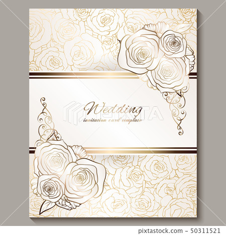 Luxury gold vintage wedding invitation, floral Luxury gold vintage wedding invitation, floral 50311521