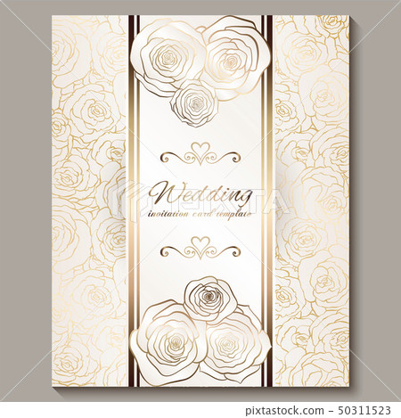 Luxury gold vintage wedding invitation, floral Luxury gold vintage wedding invitation, floral 50311523