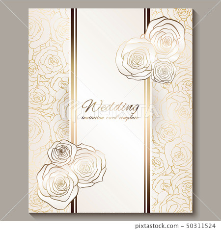 Luxury gold vintage wedding invitation, floral 50311524