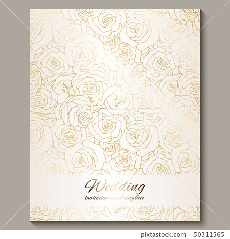Luxury gold vintage wedding invitation, floral 50311565