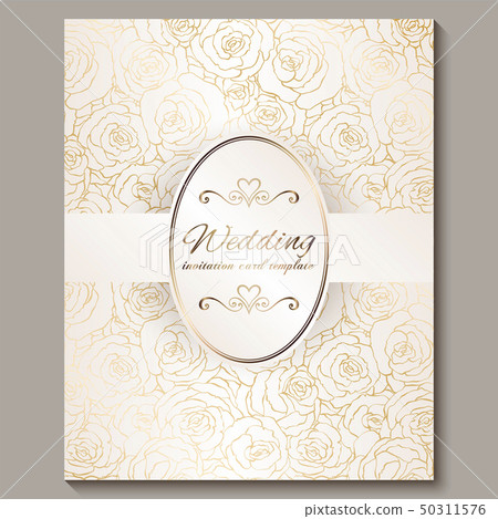 Luxury gold vintage wedding invitation, floral Luxury gold vintage wedding invitation, floral 50311576