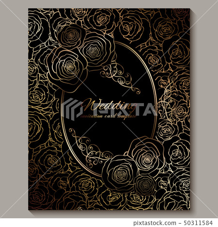 Luxury gold vintage wedding invitation, floral Luxury gold vintage wedding invitation, floral 50311584
