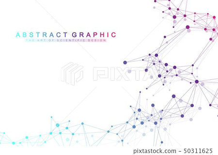 Geometric abstract background with connected line and dots. Network and connection background for 50311625
