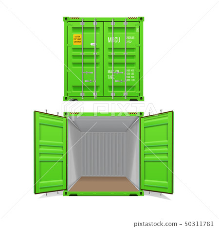 Realistic set of bright green cargo containers. Realistic set of bright green cargo containers. 50311781