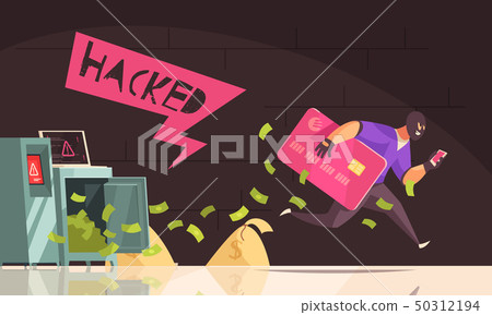 Hacker Runs Away Composition - Stock Illustration [50312194] - PIXTA