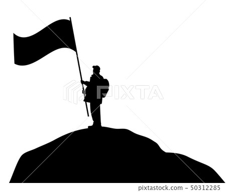 Man waving large flag on a mountain top - Stock Illustration [50312285 ...