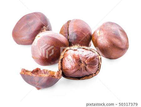 Chestnuts on white background. 50317379