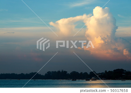 white orange sunset cloud sunshine in blue sky 50317658