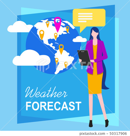 Woman Television Reporter Weather Forecasting Woman Television Reporter Weather Forecasting 50317906