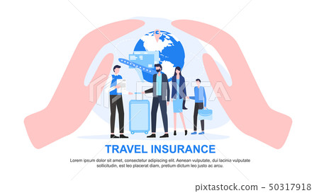 Agent and Family with Luggage Cupped Hand Protect 50317918