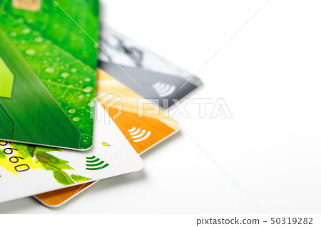 Credit cards with contactless payment. Pile of Credit cards with contactless payment. Pile of 50319282