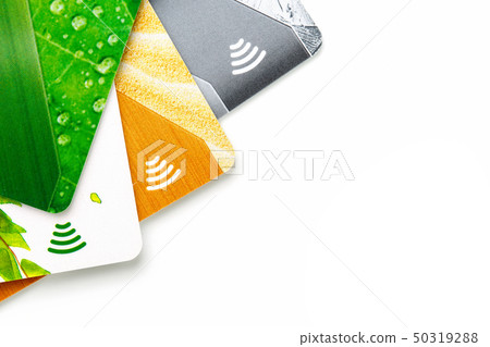 Credit cards with contactless payment. Pile of Credit cards with contactless payment. Pile of 50319288