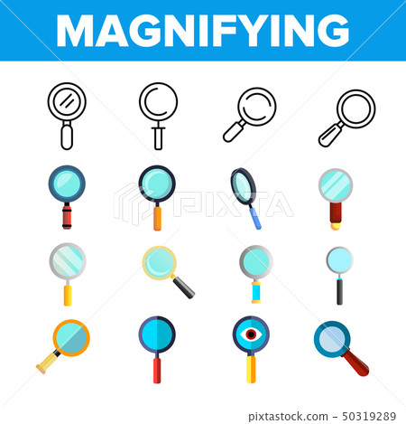 Magnifying Glass, Magnifier Linear Vector Icon Set Magnifying Glass, Magnifier Linear Vector Icon Set 50319289