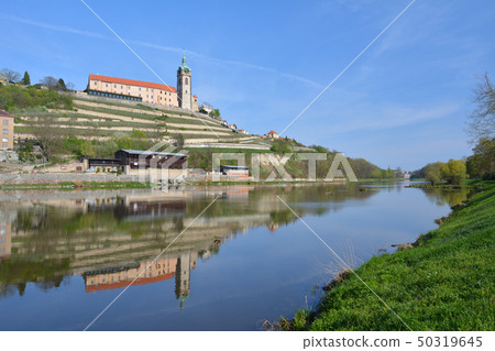 Czech old castle and river Labe-Muniernik, Czech Republic 50319645