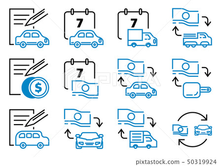 motor leasing icon set with contact sheet 50319924