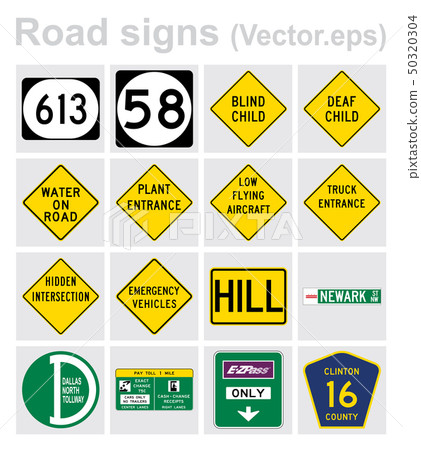 Traffic sign road concept design set. Illustration 50320304