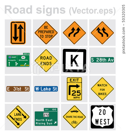 Traffic sign road concept design set. Illustration 50320305