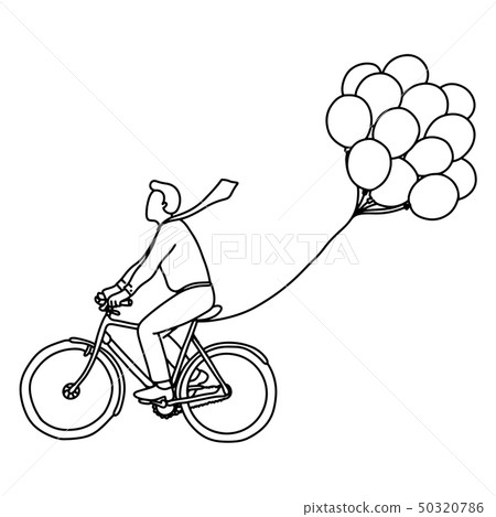 Download Businessman Riding Bicycle With Balloons Vector Stock Illustration 50320786 Pixta