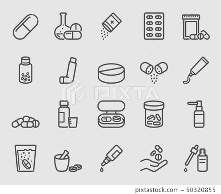Line icons set for Pill 50320855