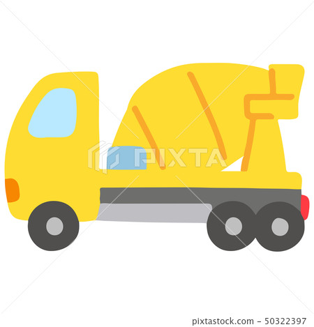 Illustration of a simple and cute yellow mixer truck without main line 50322397