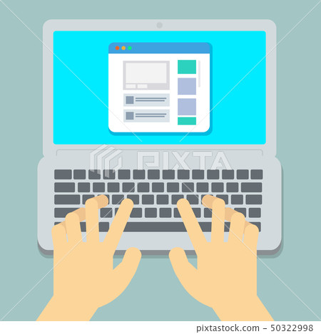Flat Hands typing on laptop pastel Flat Hands typing on laptop pastel 50322998