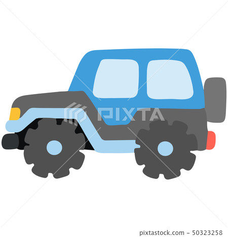 Simple and cute blue 4WD illustration without main line 50323258