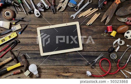Top view tools labor day Workers 50323868