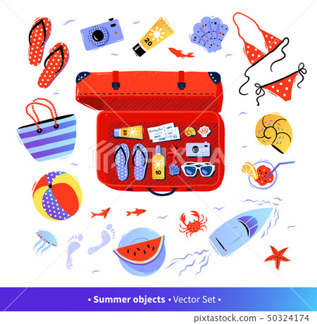 Summer seaside vacation top view vector set Summer seaside vacation top view vector set 50324174