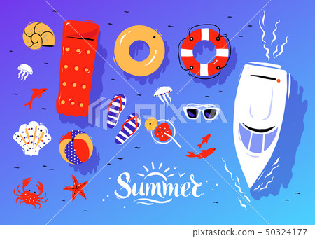 Vector summertime top view illustrations set 50324177