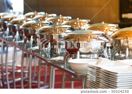 Silver container for food in the buffet Silver container for food in the buffet 50324250