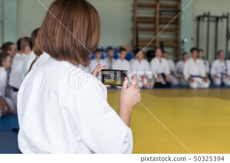 People in kimono and hakama on martial arts training People in kimono and hakama on martial arts training 50325394