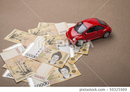 Banknotes, cash, model cars, cost 50325989