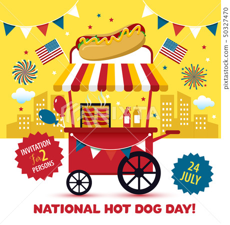 National hot dog day. Hot dog vector. 50327470