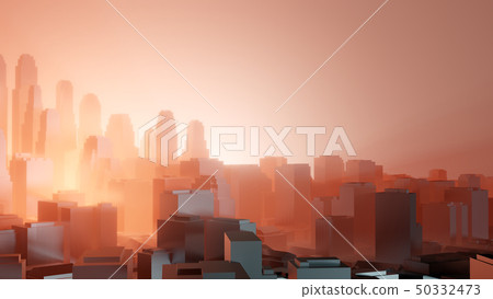 City in red fog. Air pollution or military action City in red fog. Air pollution or military action 50332473