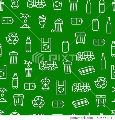 Trash Garbage Related Signs Thin Line Seamless Pattern Background. Vector Trash Garbage Related Signs Thin Line Seamless Pattern Background. Vector 50333724