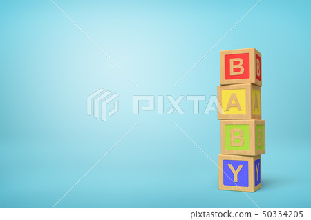 3d rendering of alphabet toy blocks on blue... - Stock Illustration ...