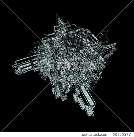 Industrial Pipe System isolated On Black Industrial Pipe System isolated On Black 50335577