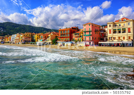 Touristic town Alassio on italian Riviera, Italy 50335792