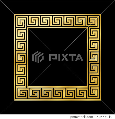 Greek Pattern Square Frame Golden Meander Design - Stock Illustration ...