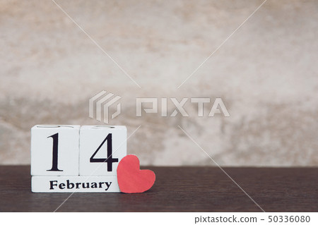 Valentines day with february 14th. Wooden white 50336080