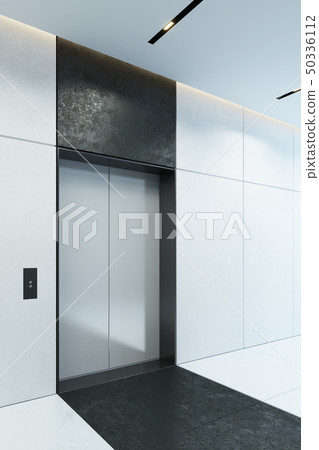 modern elevator with closed doors in office lobby, modern elevator with closed doors in office lobby, 50336112