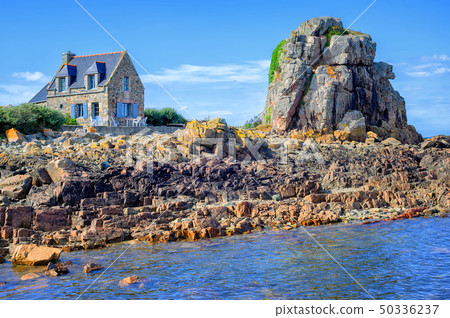 Traditional breton house, Plougrescant, France 50336237