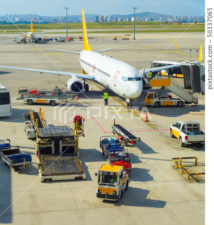 Planes at Istanbul airport runway 50337065