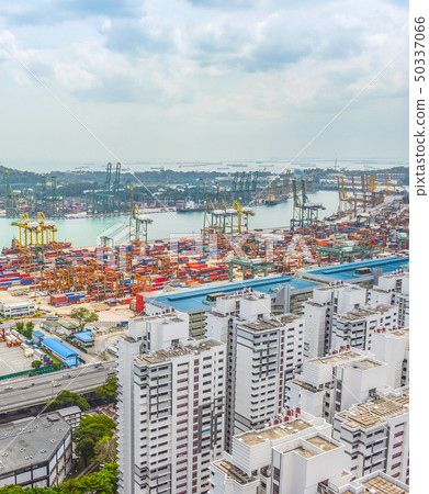 Singapore port, cranes and containers 50337066