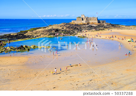Sand beach in St Malo, Brittany, France 50337288