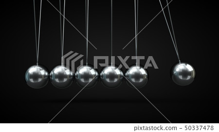 Newton's Cradle with silver balls. 3d illustration, on black backgorund 50337478