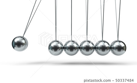 Newton's Cradle with silver balls. 3d illustration Newton's Cradle with silver balls. 3d illustration 50337484