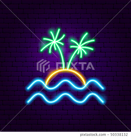 Beach Palm Neon Label 50338132
