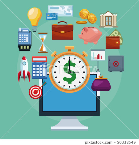 Financial tools from computer - Stock Illustration [50338549] - PIXTA